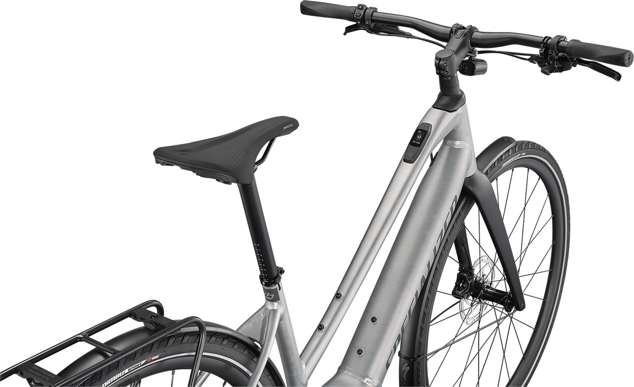TURBO VADO - свой в городе! Specialized Turbo Vado SL 5.0 Step-Through EQ 2023 Brushed Aluminium / Black Reflective Артикул 93922-3305, 93922-3303, 93922-3304, 93922-3302