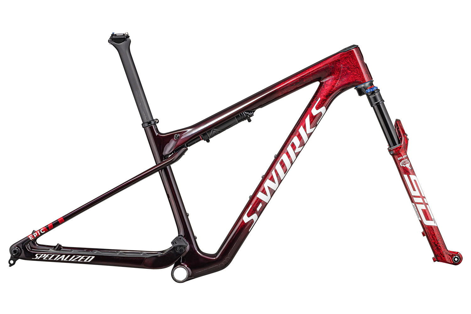 рама Specialized S-Works Epic World Cup 2024 Gloss Red Tint / Flake Silver Granite / Metallic White 