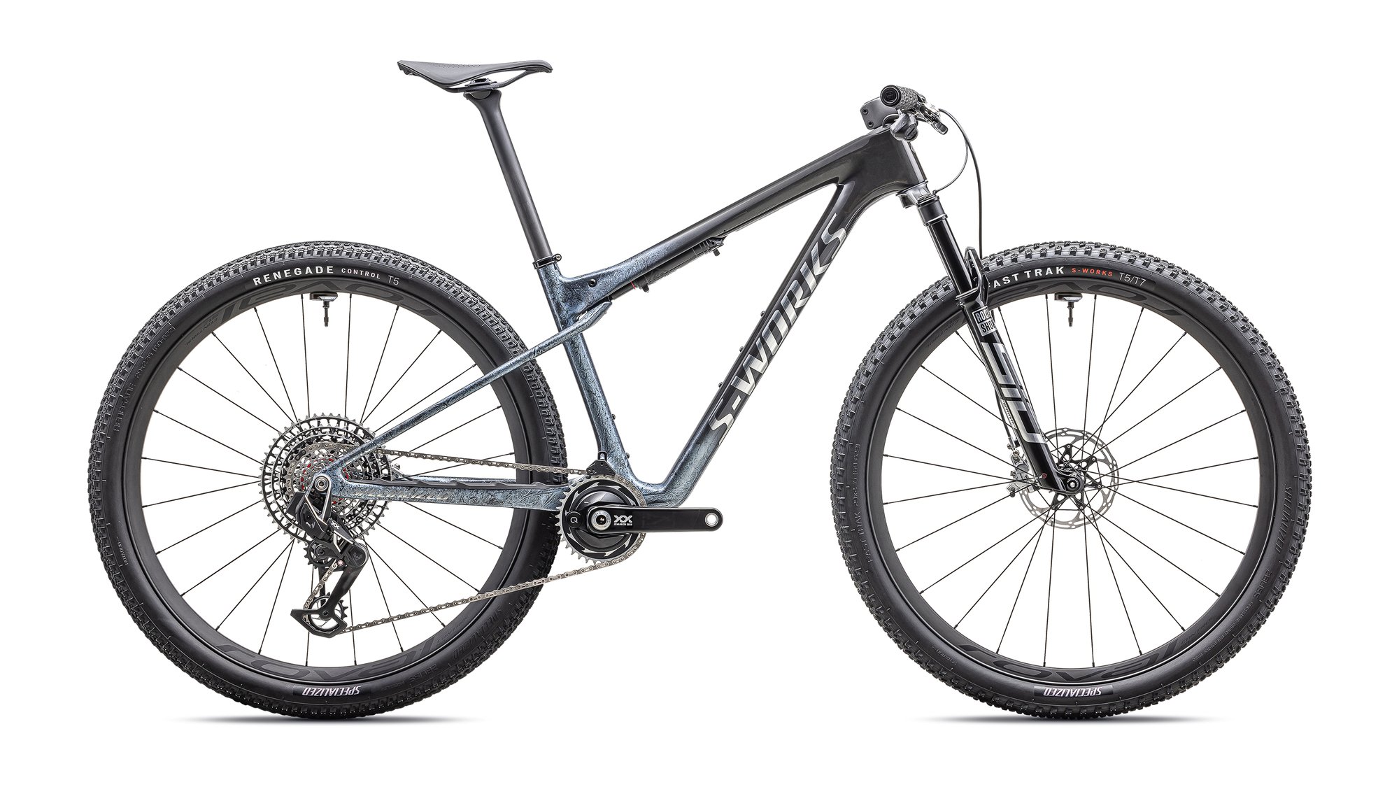 Specialized S-Works Epic World Cup 2025 Gloss Glacial Metallic Granite / Brushed Chrome