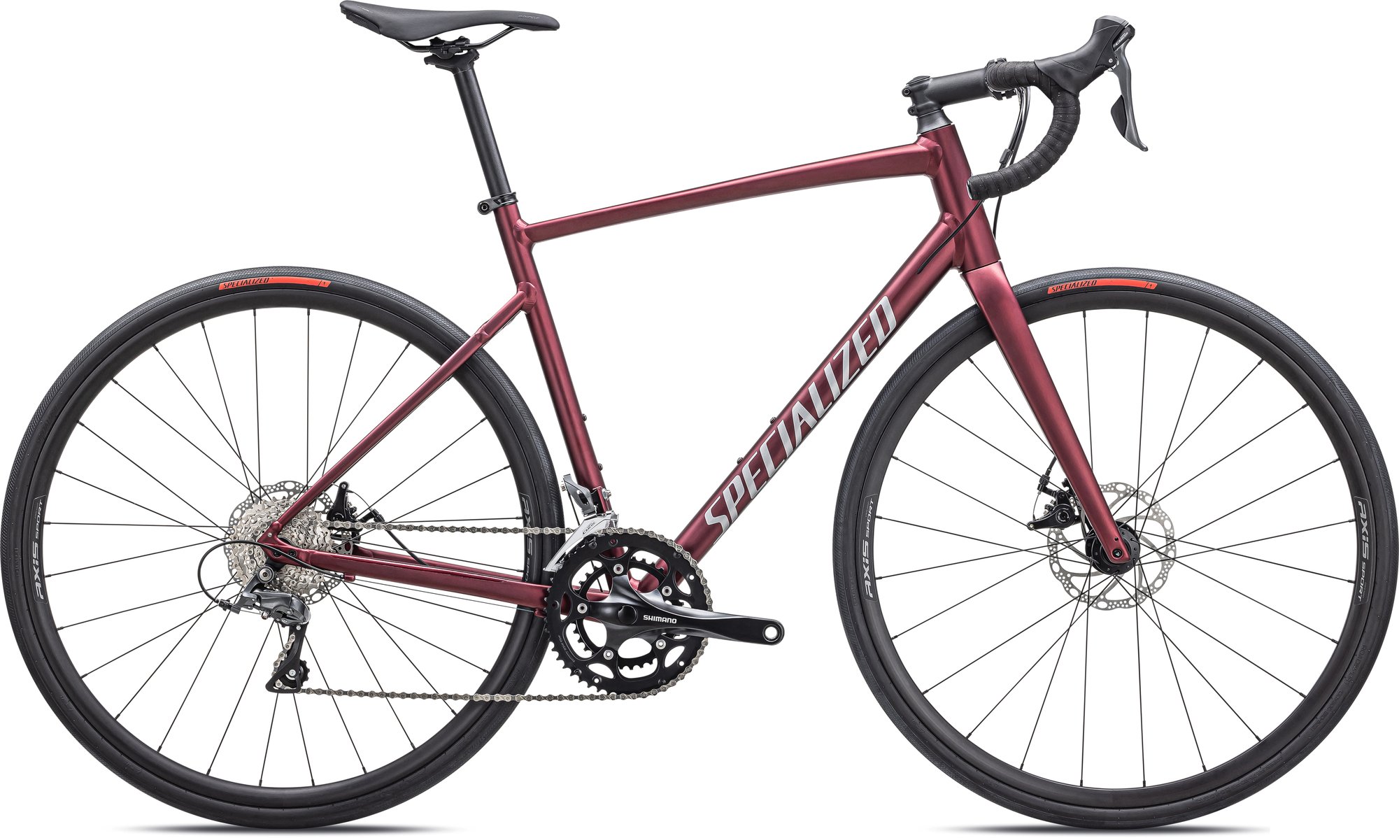 Specialized Allez E5 2025 Satin Maroon / Silver Dust / Flo Red