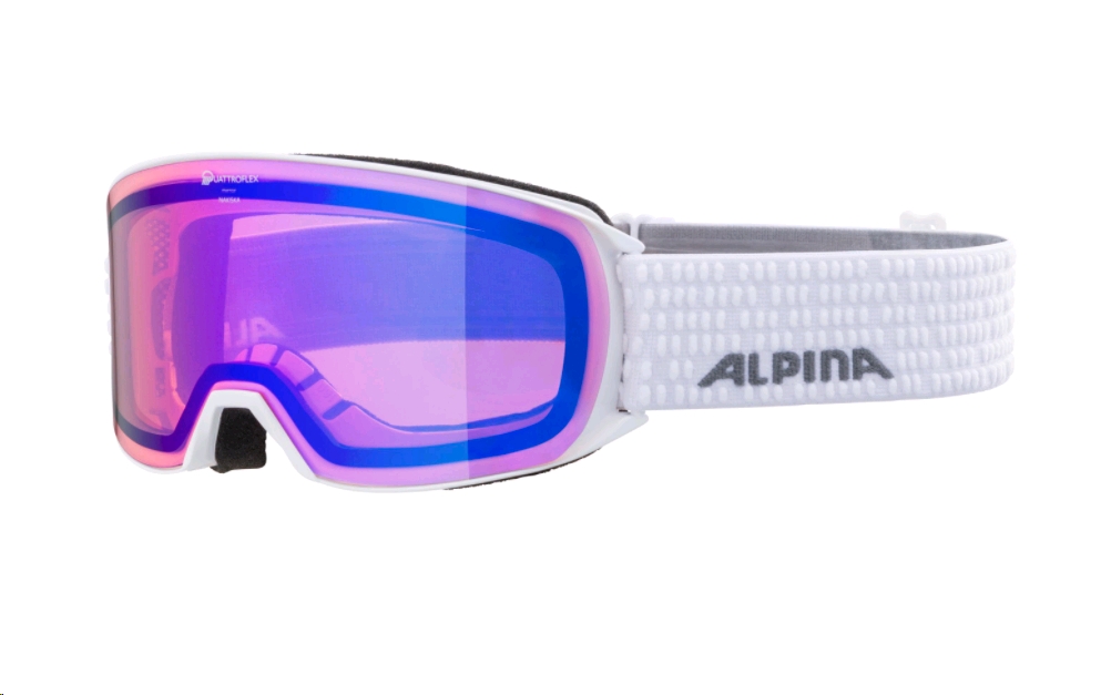 Маска горнолыжная Alpina Nakiska Q white gloss линза mirror blue