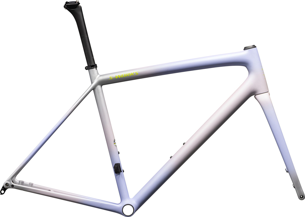 Рамы шоссе, гревел рама Specialized S-Works Aethos 2024 Satin Clay - Powder Indigo - Silver Dust - Radial Fade + Lapis Артикул 77224-0252, 77224-0261, 77224-0254, 77224-0249, 77224-0258, 77224-0256