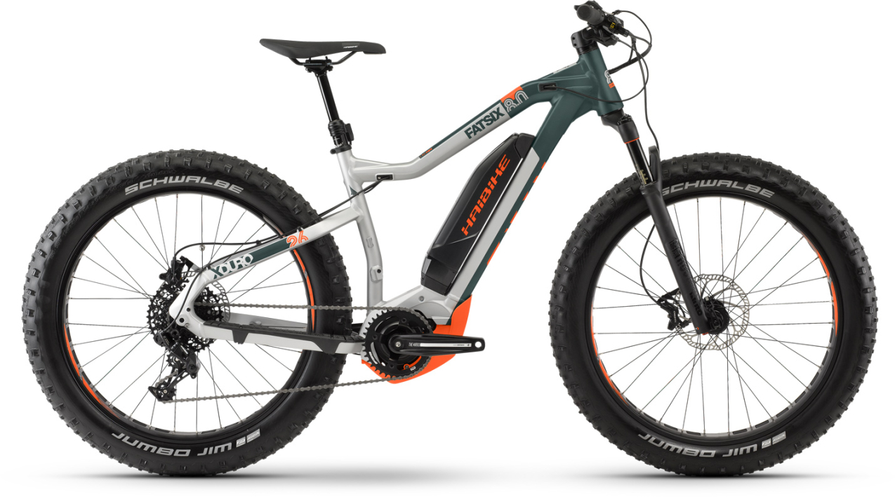 Электровелосипеды с двигателем Bosch, Yamaha, Shimano HAIBIKE XDURO FatSix 8.0 500Wh 11-Sp NX 2019 / зеленый-серый-оранжевый Артикул 4541162945, 4541162950