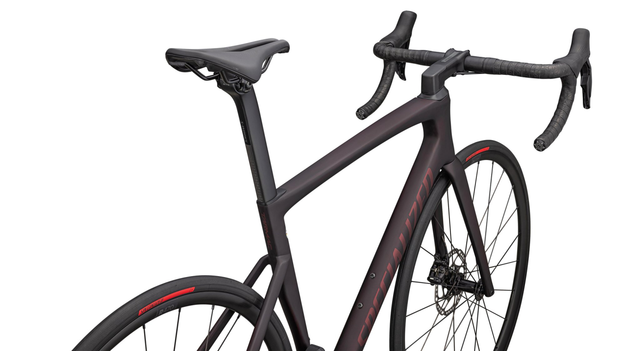 Шоссейные велосипеды Specialized Tarmac SL7 Comp 2024 Satin Red Tint Over Carbon / Red Sky Артикул 90624-5244, 90624-5252, 90624-5254, 90624-5249, 90624-5256, 90624-5261, 90624-5258
