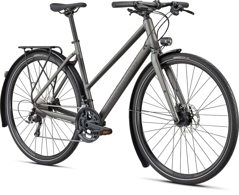 Городские велосипеды Specialized Sirrus 3.0 Step-Through EQ 2022 Satin Smoke / Black Reflective Артикул 90921-7302, 90921-7301, 90921-7303