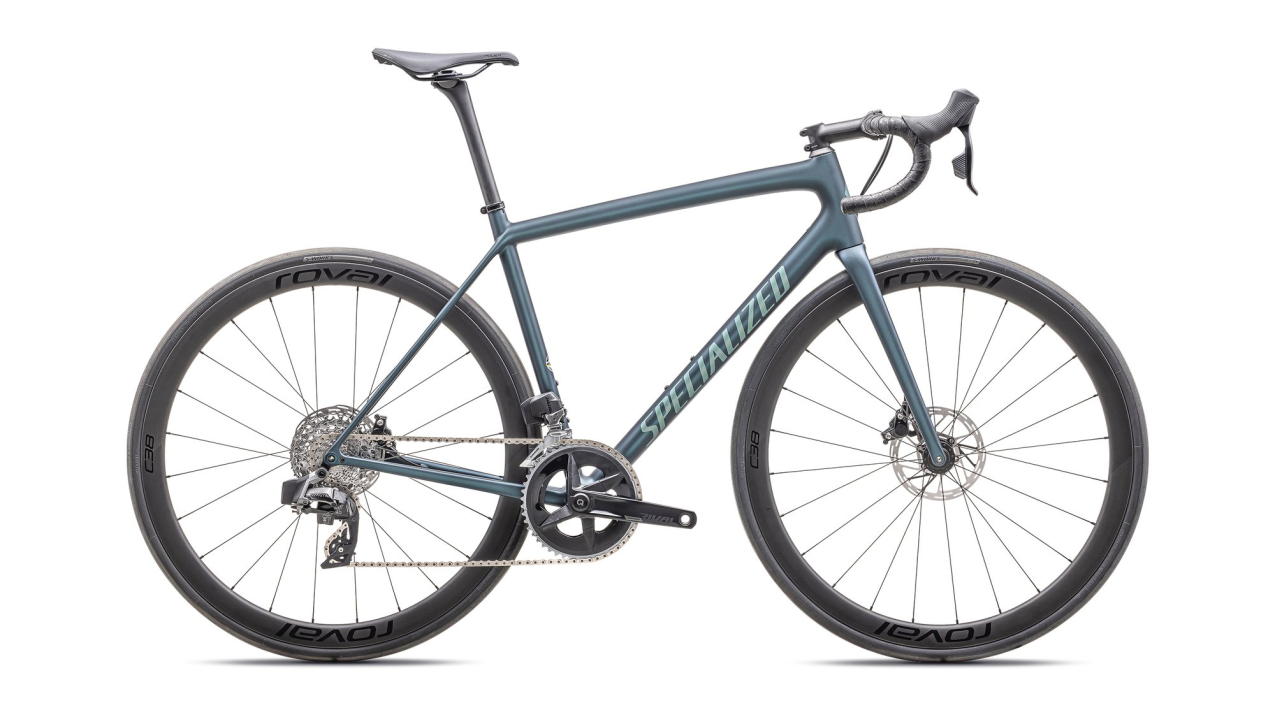 Шоссейные велосипеды Specialized Aethos Expert - SRAM Rival eTap AXS 2025 Satin Deep Lake Metallic / Green Pearl Артикул 97225-3158, 97225-3161, 97225-3152, 97225-3154, 97225-3149, 97225-3156