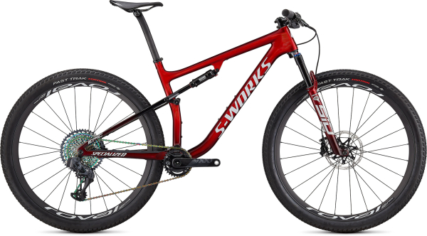 S-WORKS горные велосипеды Specialized S-Works Epic 2021 Gloss Red Tint Fade Over Brushed Silver/Tarmac Black/White W/ Gold Pea Артикул 97620-0103, 97620-0102, 97620-0105, 97620-0104