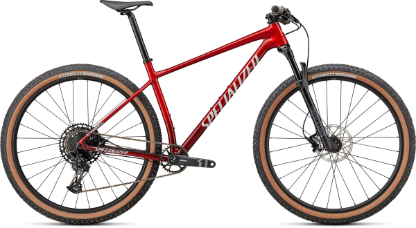 Specialized Chisel Comp 2022 Gloss Red Tint Fade Over Brushed Silver/Tarmac Black/White W/Gold