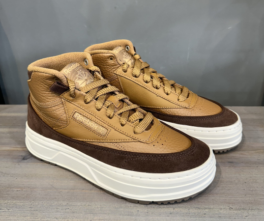 Кроссовки Кроссовки женские Reebok Club C Geo Mid wild brown/brush brown/true beige Артикул GZ22357, GZ22357.5, GZ22359.5, GZ223510.5, GZ22356.5, GZ223510