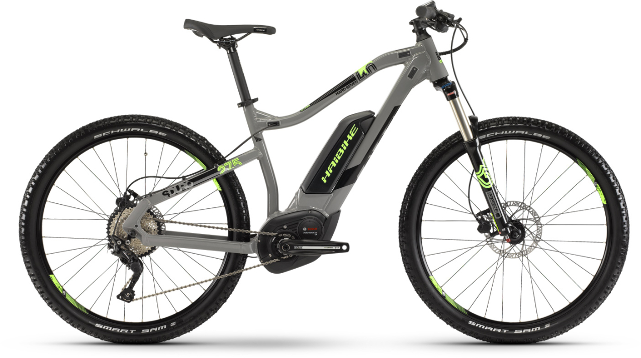 Электровелосипеды с двигателем Bosch, Yamaha, Shimano HAIBIKE SDURO HardSeven 4.0 500Wh 10 s. Deore 2019 / серый-зеленый Артикул 4540036945, 4540036950