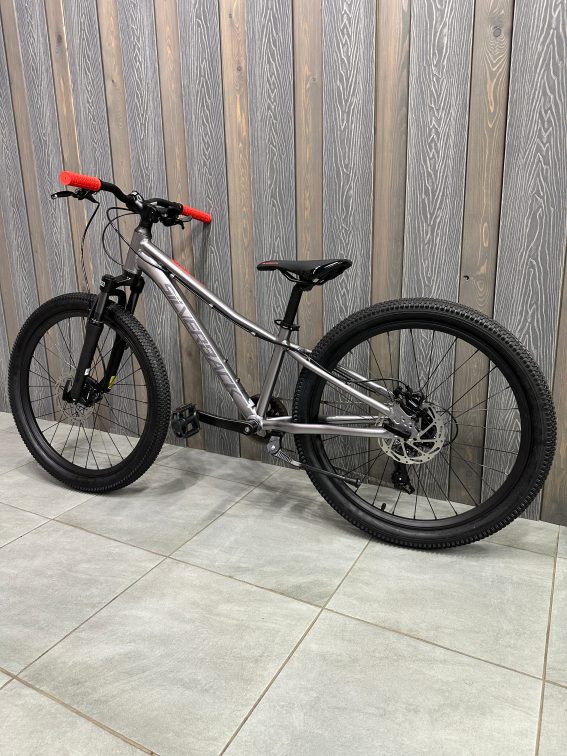 24 дюйма (7-11 лет) Silverback Spyke 24 SE 2026 Gloss Moondust Metallic Grey-Gloss Red Артикул 4816026331655
