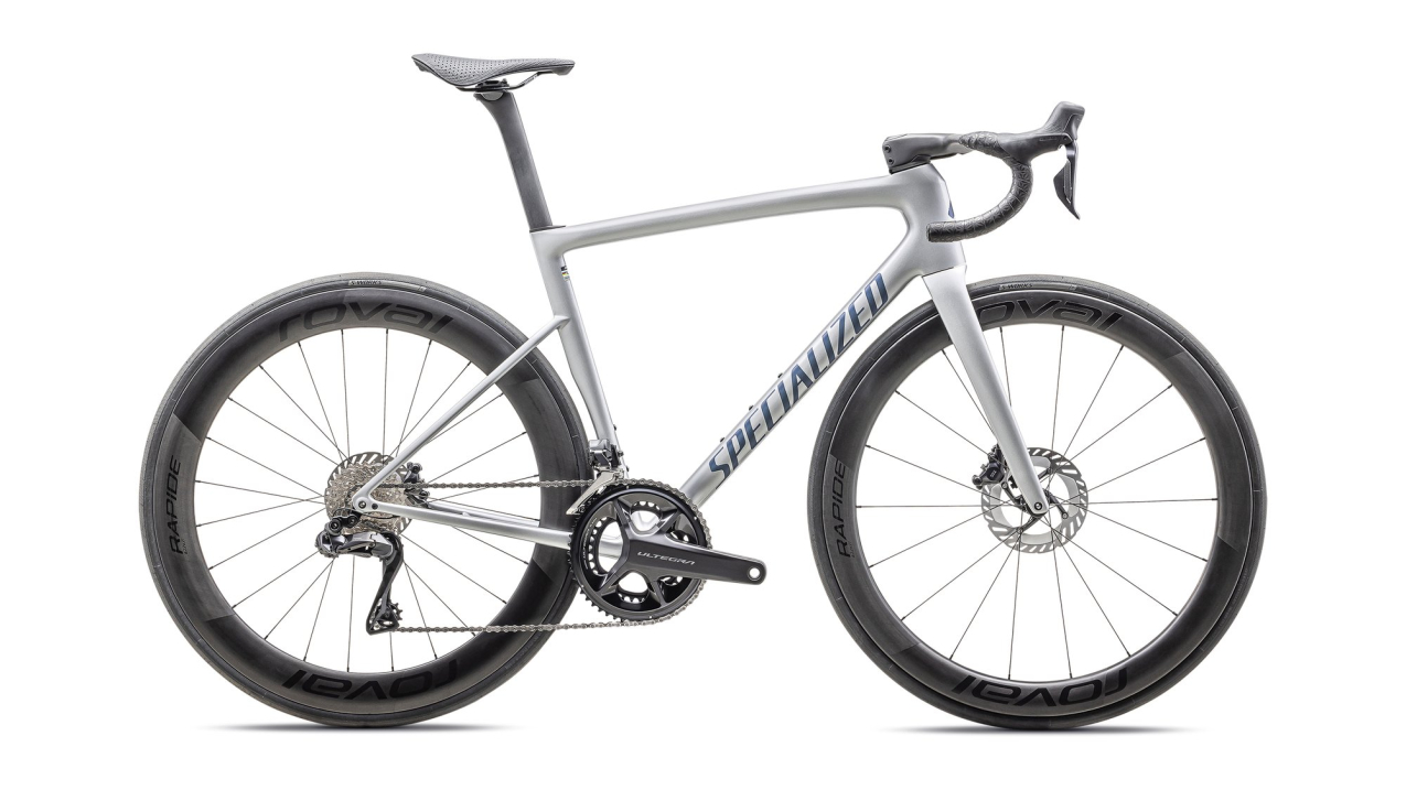 Шоссейные велосипеды Specialized Tarmac SL8 Pro - Ultegra Di2 2025 Gloss Liquid Silver / Satin Blue Pearl / Black Liquid Артикул 94925-1349, 94925-1358, 94925-1354, 94925-1356, 94925-1352, 94925-1344, 94925-1361