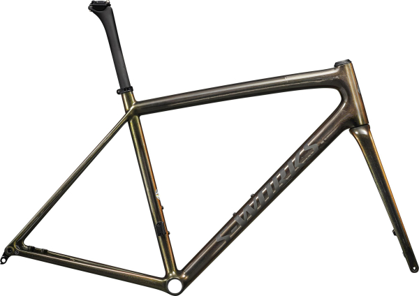 рама Specialized S-Works Aethos 2024 Gloss Carbon + Magenta-gold Edge Fade + All Over Gold Pearl 25% (золотой 54)