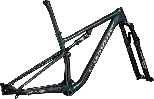 Рамы горных велосипедов рама Specialized S-Works Epic 2023 Gloss Green Tint Fades Over Carbon / Chrome Артикул 70323-0201, 70323-0203, 70323-0205, 70323-0204, 70323-0202